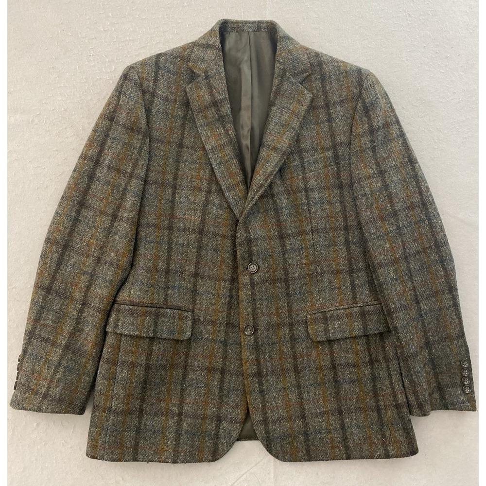 Harris Tweed Blazer Stafford Sz 44R Brown Wool Jacket Old Money Academia Vintage